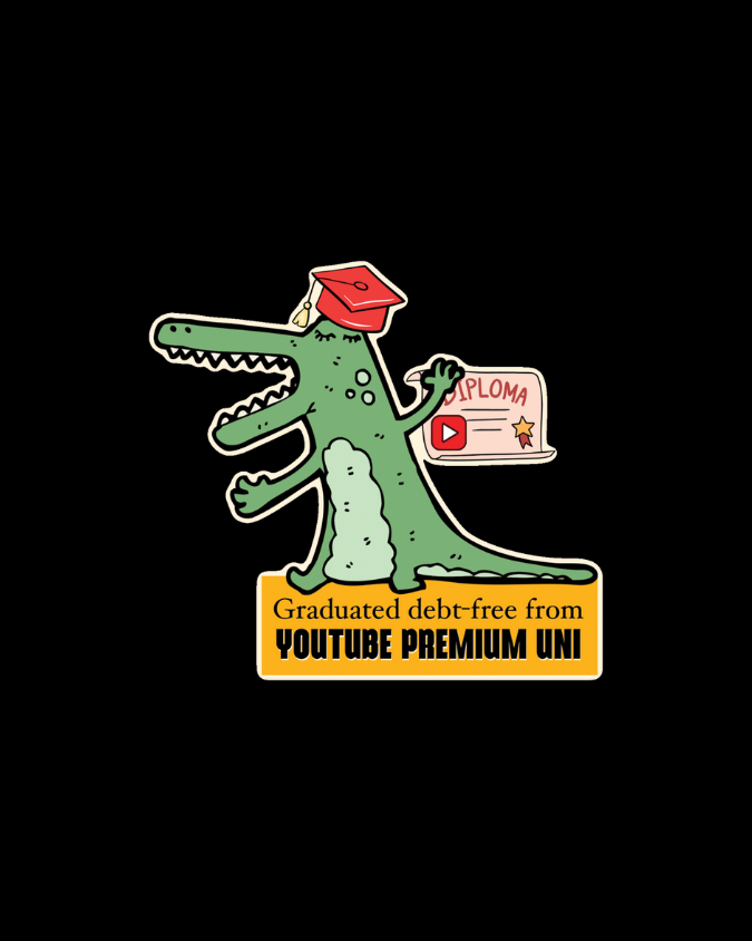 YouTube Uni Sticker | Debt-Free Graduation | Alligator Art