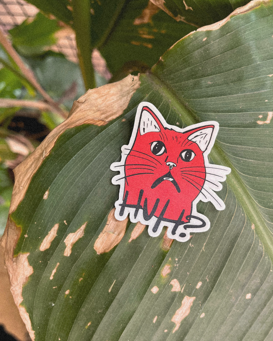 Huh? Cat | Single Brain Cell Funny Laptop Sticker