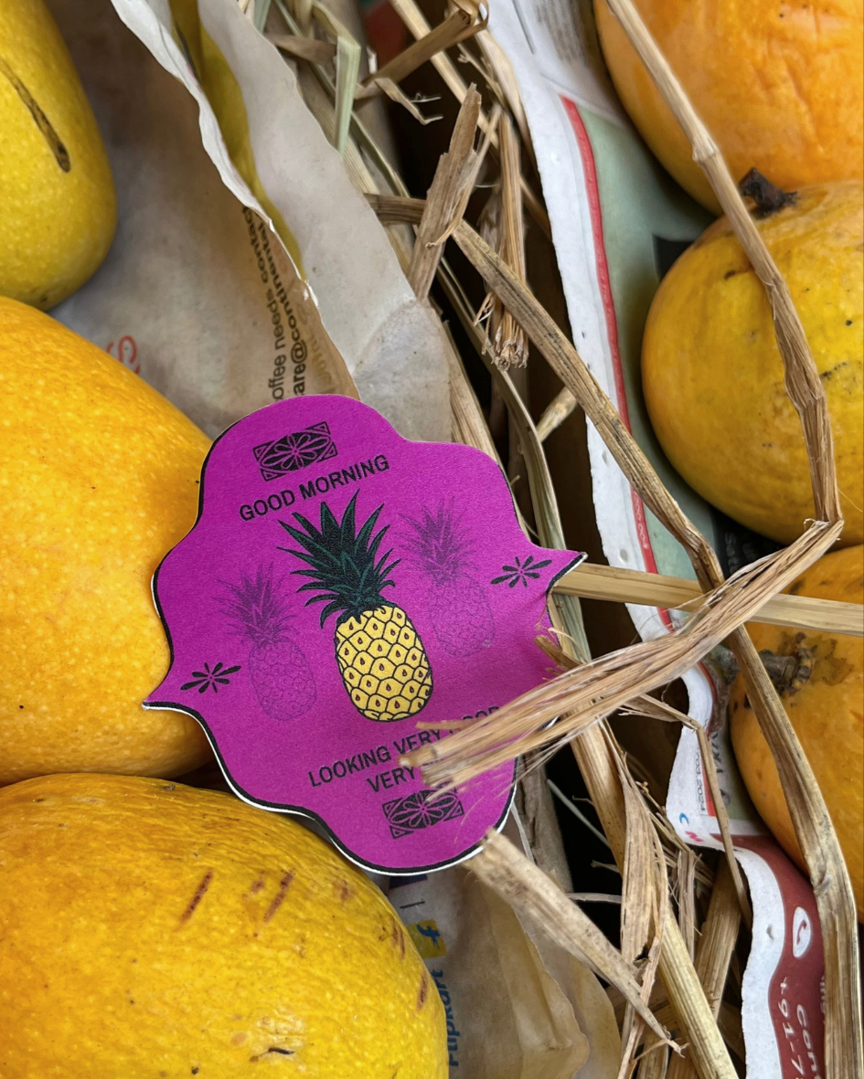 GM Pineapple Sticker | Good Morning Very Nice Art