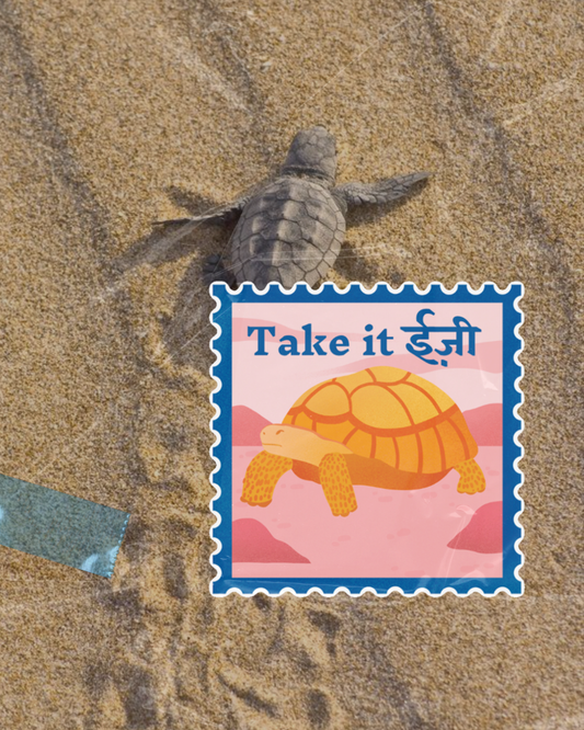 Take it Easy Sticker | Hindi Turtle Stamp Witty Sticker