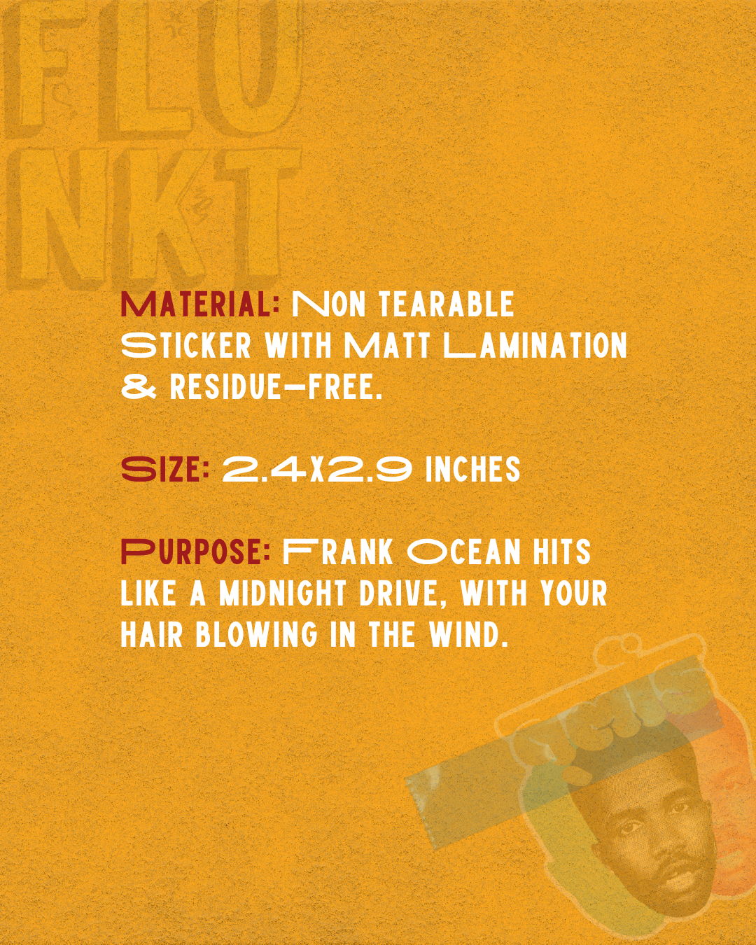 Blonde- Frank Ocean | Frank Ocean Album Art Indie Music Vinyl Sticker