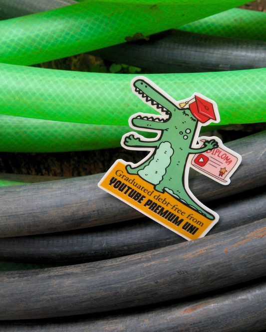 YouTube Uni Sticker | Debt-Free Alligator Graduation