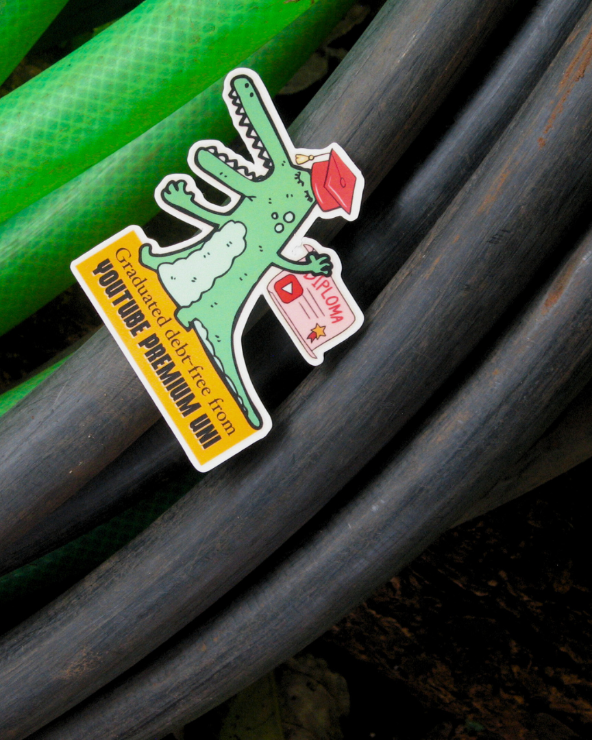YouTube Uni Sticker | Debt-Free Alligator Graduation