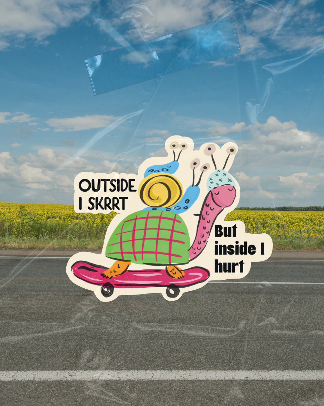 Skrrrt Sticker | Funny Self-Aware Snail | Existential Skater