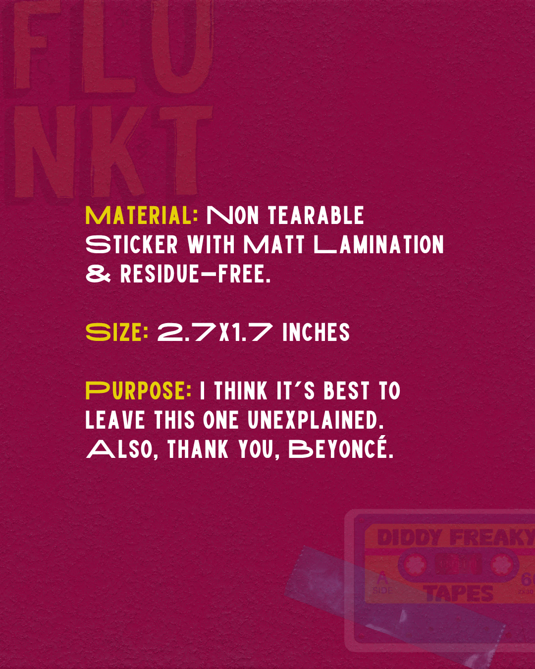 Diddy Tapes Sticker | Unexplained Freaky Mixtape Art