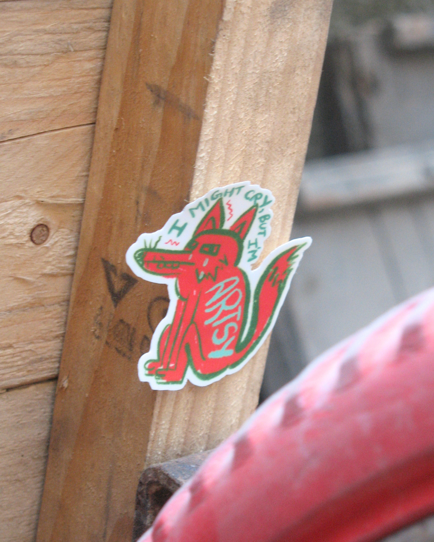 Artsy, Might Cry Sticker | Suffering Makes Art
