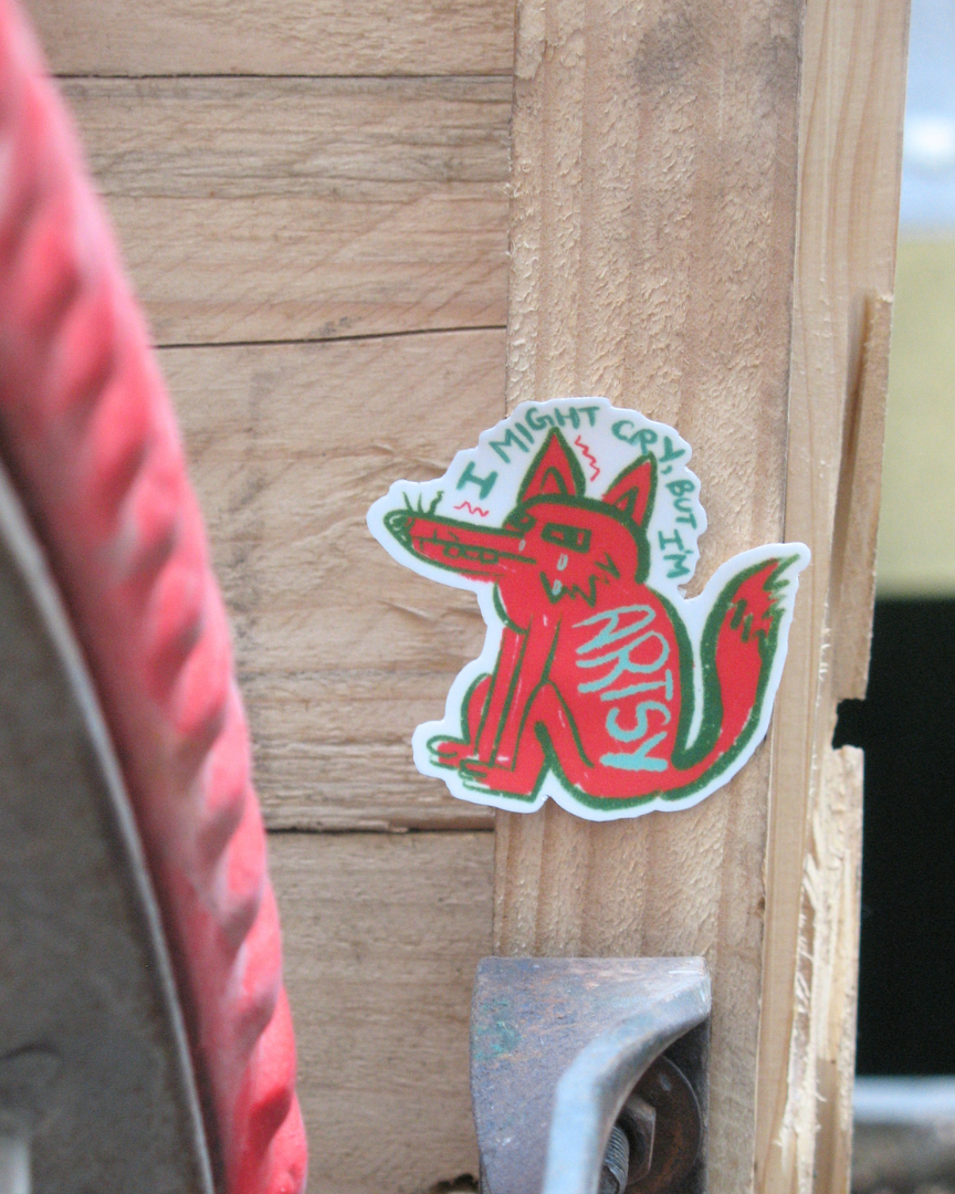 Artsy, Might Cry Sticker | Suffering Makes Art