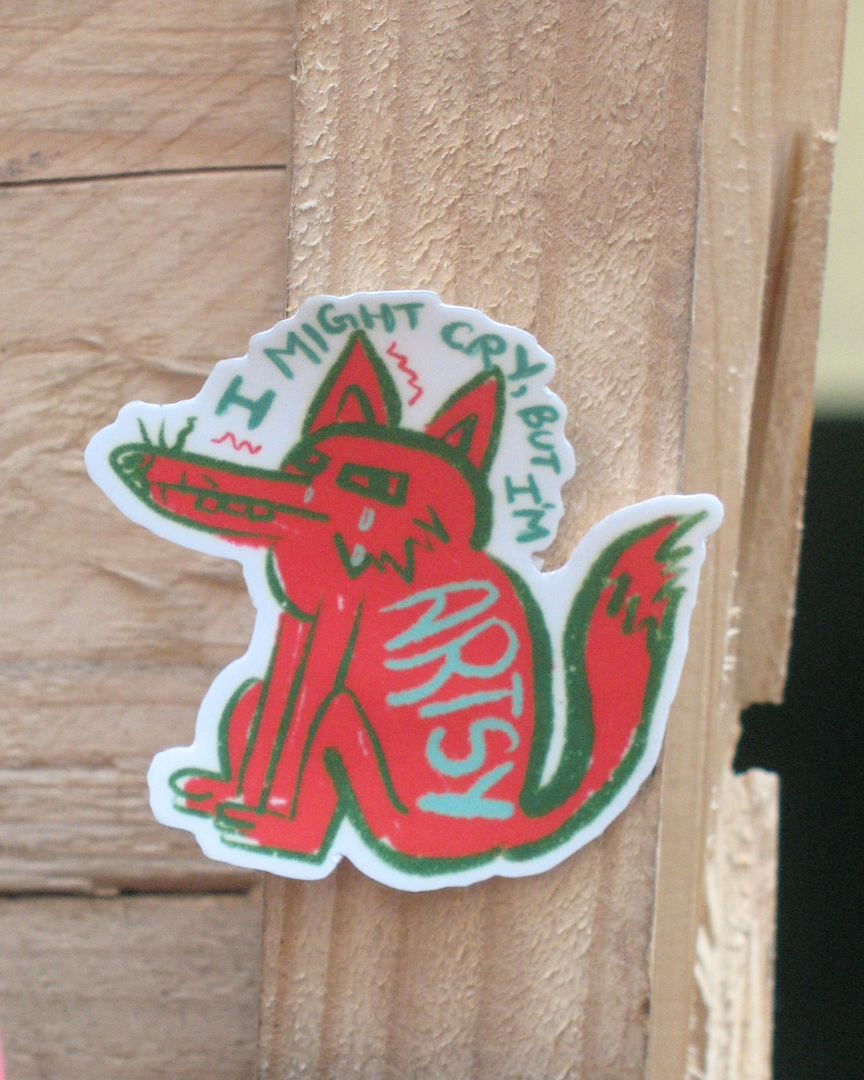 Artsy, Might Cry Sticker | Suffering Makes Art
